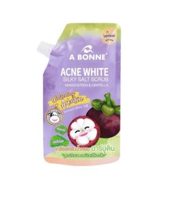 A Bonne Acne White Silky Salt Scrub Mangosteen & Centella, Whitening Arbutin Treat Acne Reduce Redness Melanin (350 g)
