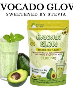 AVOCADO GLOW Avocado Milk Flavor 98,000mg Collagen Drink Hydrolyzed Marine Collagen Peptides Glutathione & Hyaluronic