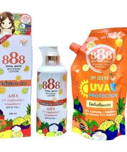 888 Total White Whitening Lotion AHA UV Lightening + Glutathione SPF-35 PA++ Product of Thailand