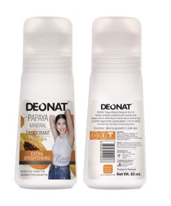 Deonat Papaya Mineral Deodorant Roll On Extra Brightening Tawas 65ml Product of Thailand